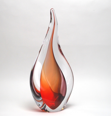 Abstract Red Murano Glass Sculpture
